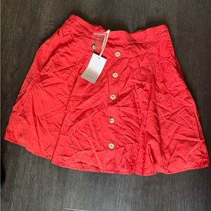 ModCloth Orange Button-Up Skater Skirt